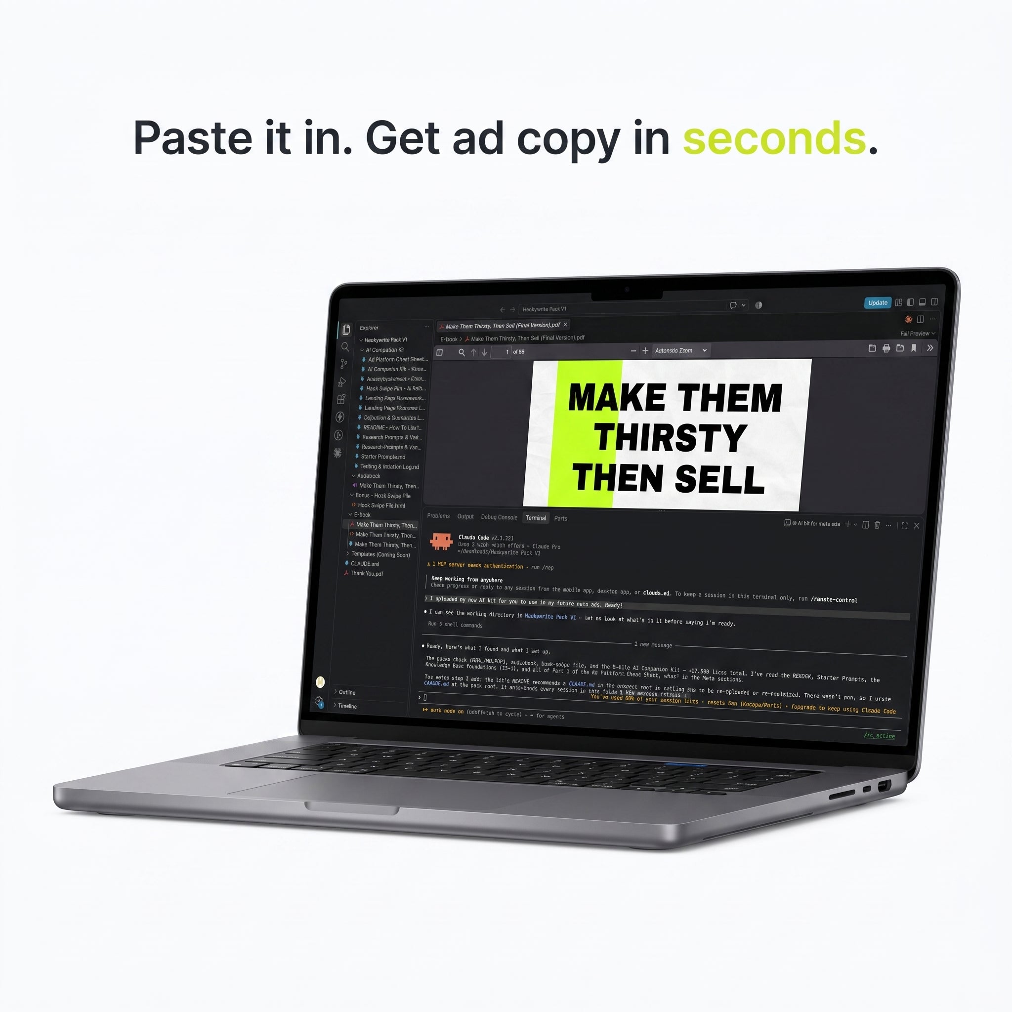 Paste the AI Kit into ChatGPT or Claude and get ad copy in seconds